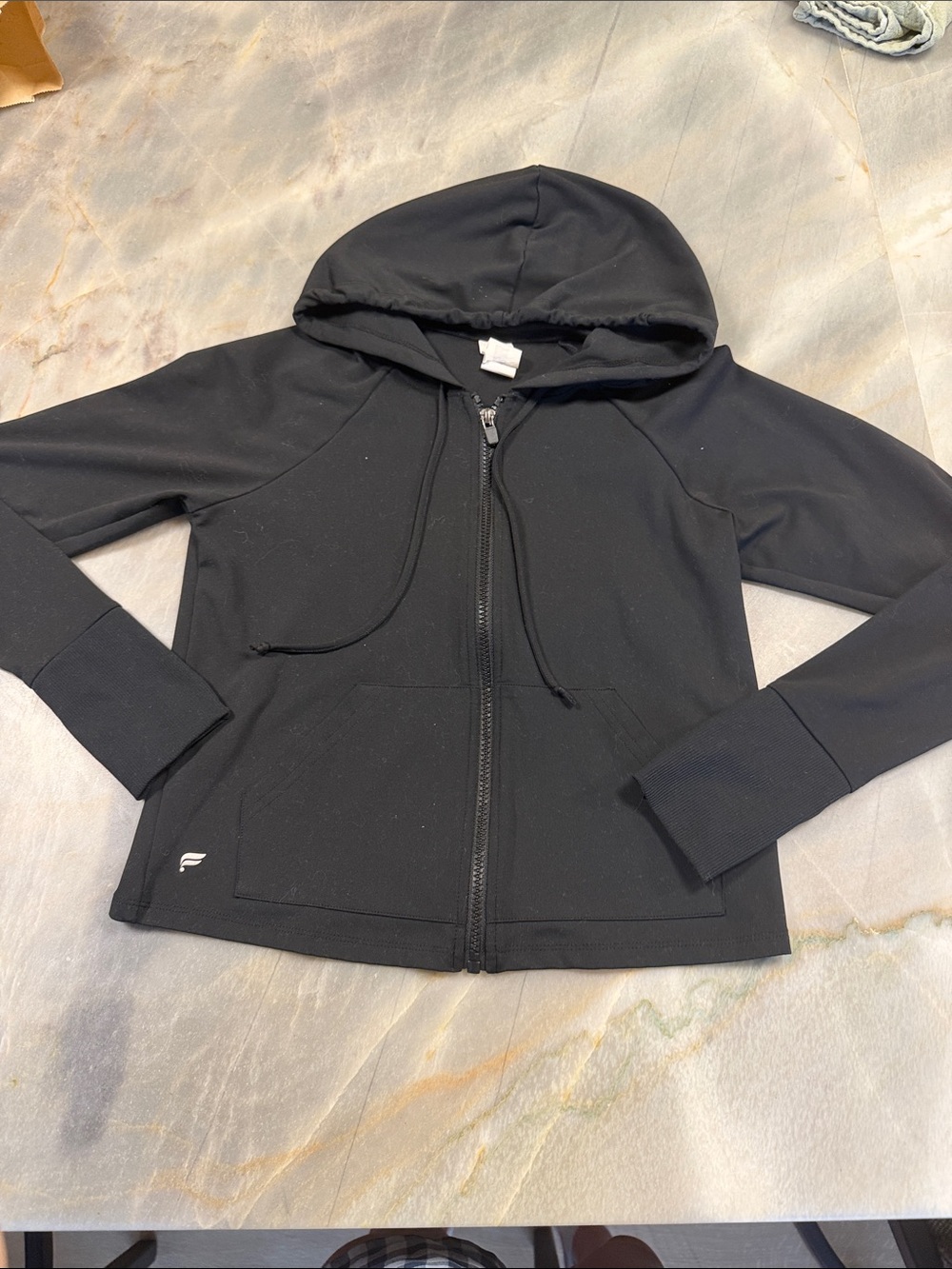 Black Zip-Up Hoodie with Hood